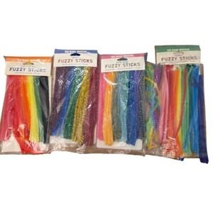 200 Pipe Cleaners 4 Pack Neon Sparkle Pastel Rainbow Crafts School Projects DIY